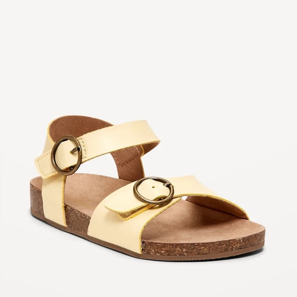 Old Navy Faux-Leather Buckled Strap Sandals Toddler Girls Buttercream Size 12.5